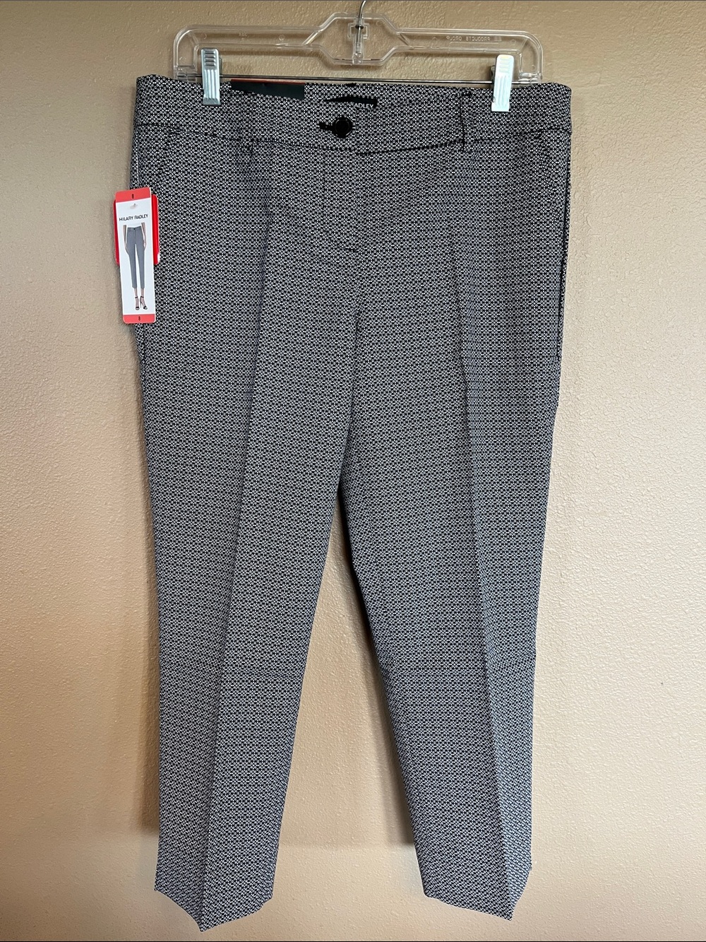 Hilary Radley Women’s Slim Dress Pants in Black and White Micro-Pattern
